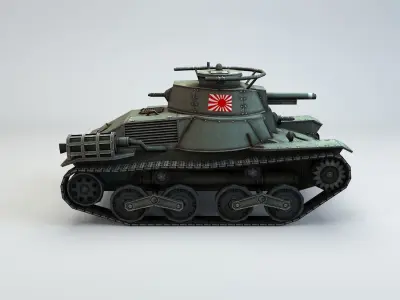 Low Poly Type 4 Ke Nu Light Tank Low-poly 3D model