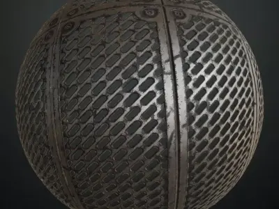 Industrial Bolted Slotted Metal Grate PBR Seamless Texture