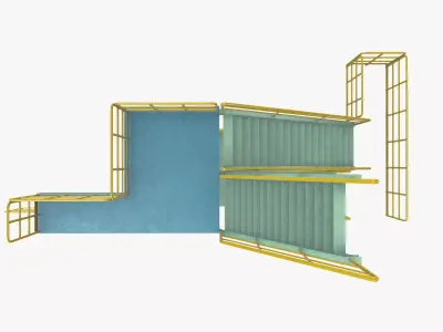 Industrial Stair Case Low-poly 3D model