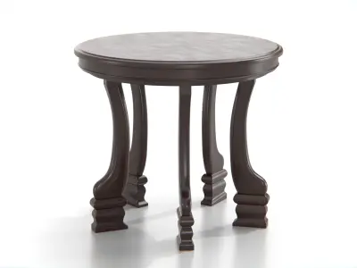 Antique Round Wooden Table Low-poly 3D model