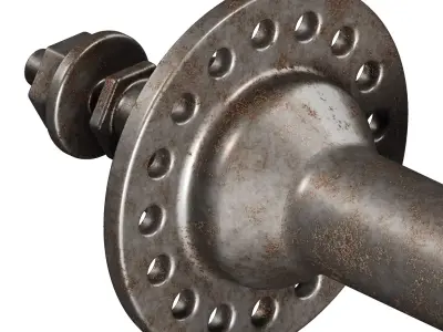 Rusty Bicycle Hub Axle 3D model