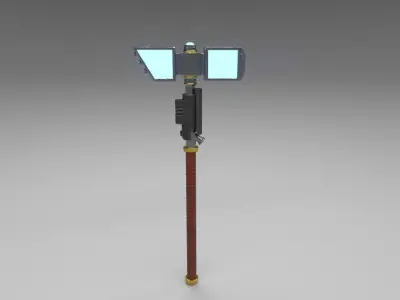 Stylized sci-fi force hammer Low-poly 3D model