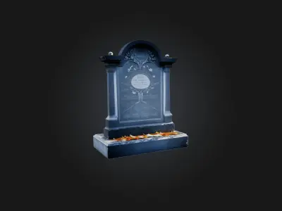 Tombstone with Epitaph Low-poly 3D model