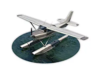 Cessna 182 Skylane Seaplane Low-poly 3D model