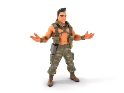 Military Commando Rigged and Animated Character Model Low-poly 3D model