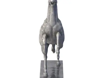Rearing horse stone statues Low-poly 3D model
