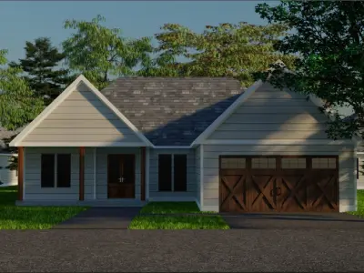 House American small home Free low-poly 3D model