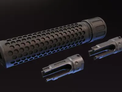 KAC QDC flash suppressor  Low-poly 3D model