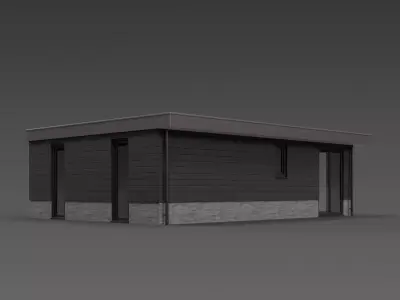 Modern Flat-Roof Building Free 3D model