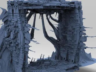 Mars Sci-Fi Monolith Massive structure 5 3D model