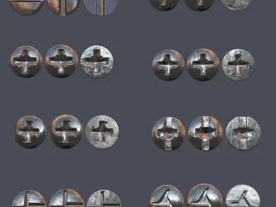 Collection of screws nuts and bolts 3D model
