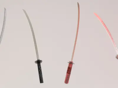 Katana Low-poly 3D model 11