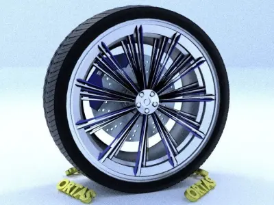 ORTAS CAR RIM 34 GAME READY RIM TIRE AND DISC 3D model