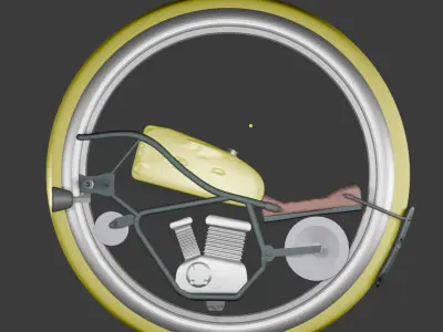 One  wheel motorcycle Low-poly 3D model
