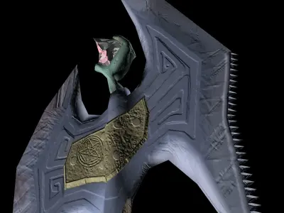 Fantasy Battle Axe Low-poly 3D model get