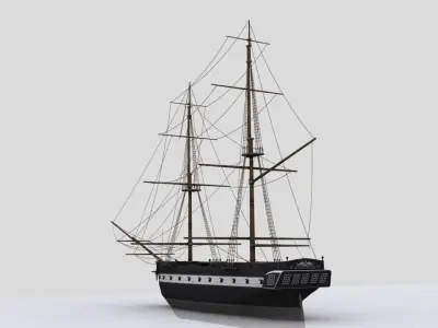 Sailboat  brig Low-poly 3D model
