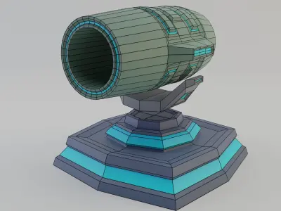 futuristic cannon low-poly 3d model Free low-poly 3D model