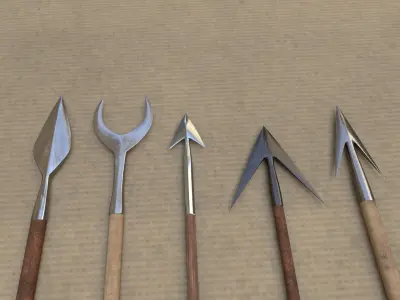 Medieval Arrowheads low-poly set 3D model