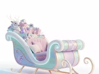 Whimsical Pastel Sleigh 3D Model Low-poly 3D model