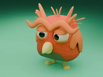 bird owl animation funny nature 3D model