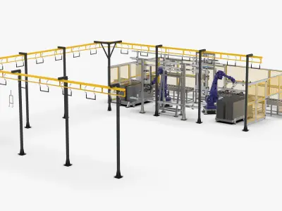 Automatic Loading and Unloading Robot Powder Spraying Line 3D model