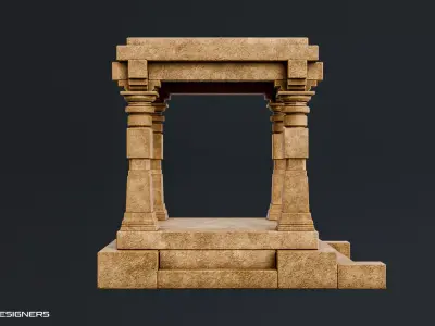 Ancient Stone Pavilion Ruin Low-poly 3D model