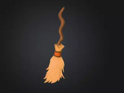 Enchanted Broomstick Low-poly 3D model