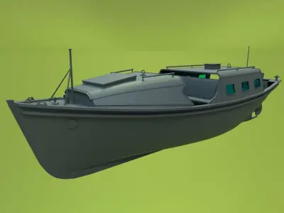 Motorboat 1960 Low-poly 3D model