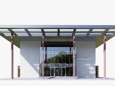 Modern realistic 3d building Low-poly 3D model