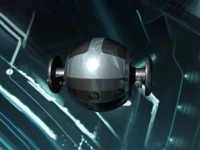 robot futuristic spaceship flying in air 3D model