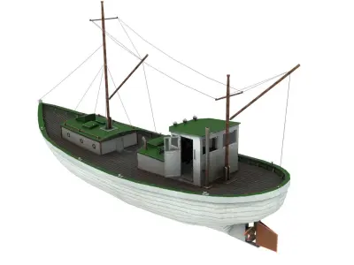 Low poly fishing boat Low-poly 3D model