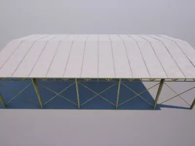 Hangar Military Warehouse Garage game ready Low-poly 3D model