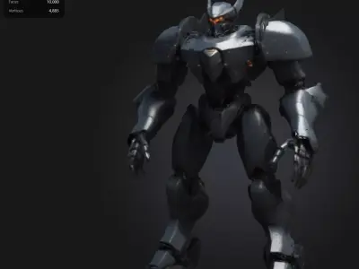 Dark Armored Robot Low-poly 3D model