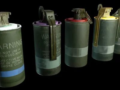 M18 and M83 Smoke Grenades Low-poly 3D model