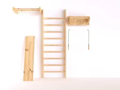 Wooden Swedish Wall 3D model 3D model