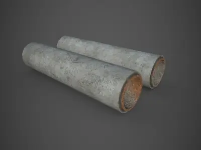 Concrete tubes and pipes  - PBR - lowpoly Low-poly 3D model