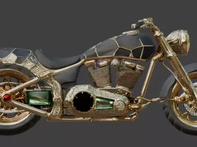 Venomous Serpent Jeweled Motorcycle Low-poly 3D model