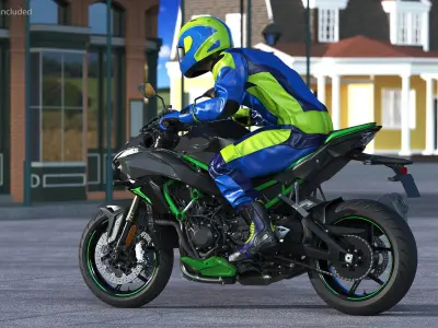 Motorcycle Racer with Sport Motorbike 3D model