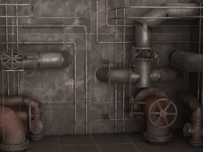 Industrial Pipes v2 Low-poly 3D model
