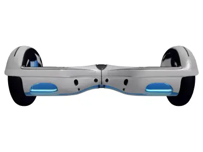 Sleek Silver Hoverboard with Blue Runners 3D model