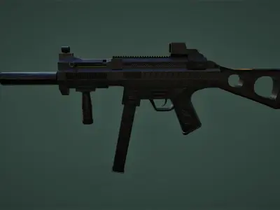 Sub Machine Gun Free low-poly 3D model