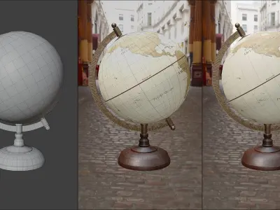 Antique Globe Low-poly 3D model