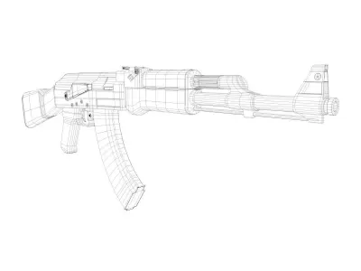 Ak-47 Without Textures Low-poly 3D model