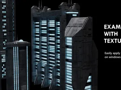 Sci-fi Buildings Kitbash with materials - Futuristic Cyberpunk 3D model
