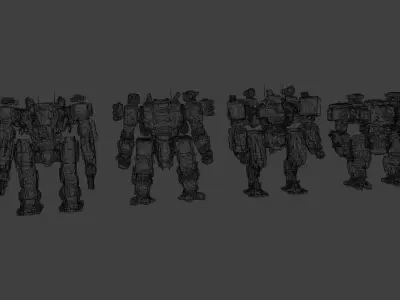 Cyberpunk Combat Mechs LowPoly Low-poly 3D model