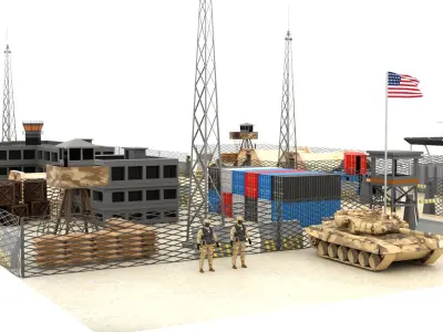 US Military Base Low-poly 3D model