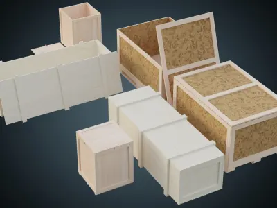 Wooden Crates 1 Basic Low-poly 3D model