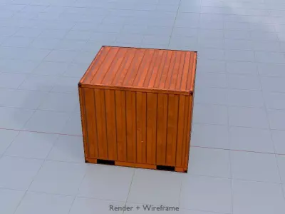 Shipping Container signal orange 6ft Low-poly 3D model