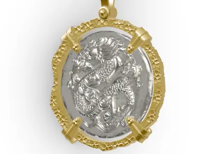 Dragon Viking Coin Pendant  3D print model