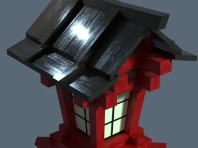 Japanese traditional Lantern  Free low-poly 3D model